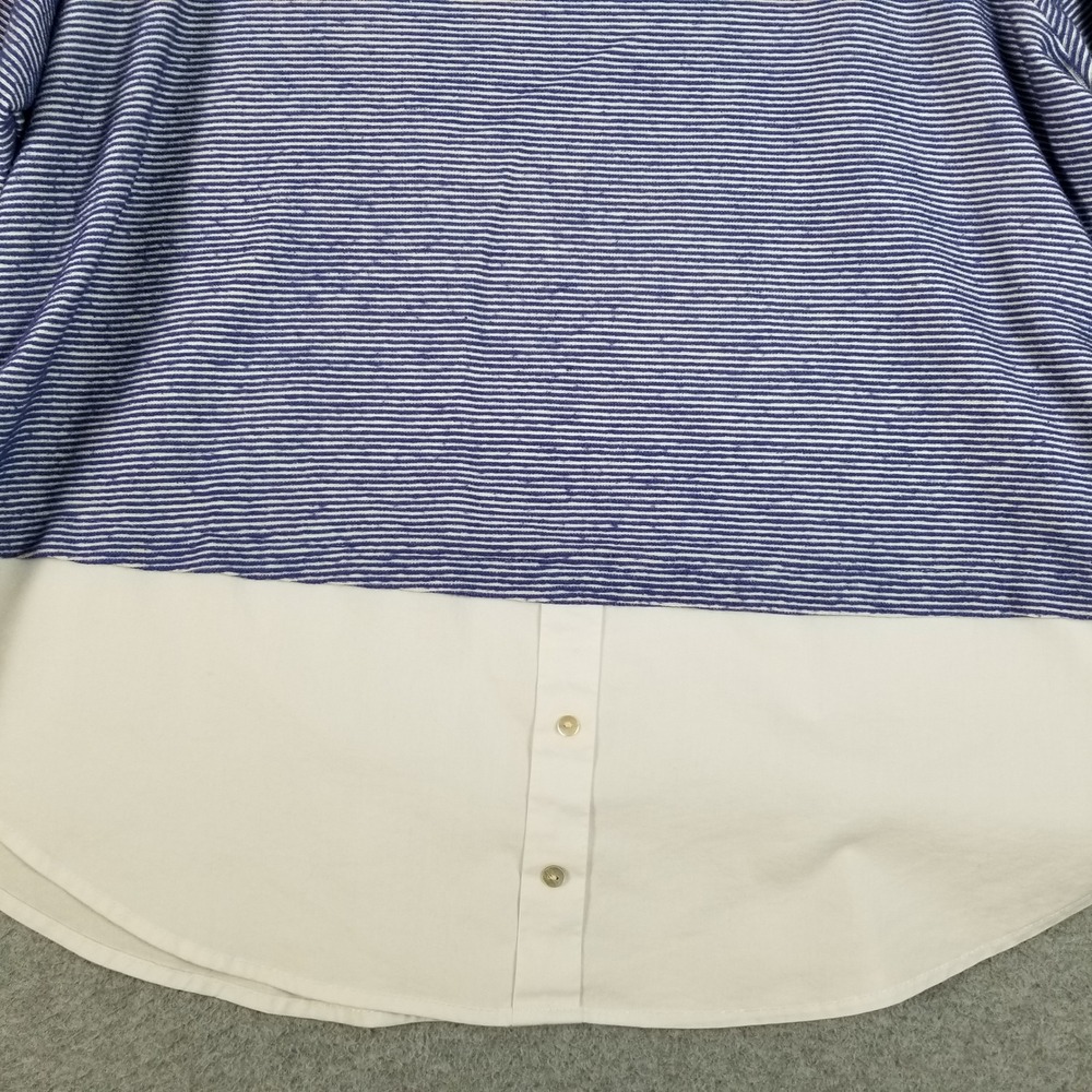 Alexander Jordan Top Womens 1X Plus Blue White Striped Layer Look Blouse Preppy - Picture 3 of 12